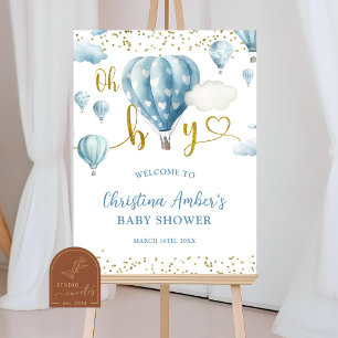 Blaues Heißluftballon Oh Junge Willkommensschild Poster