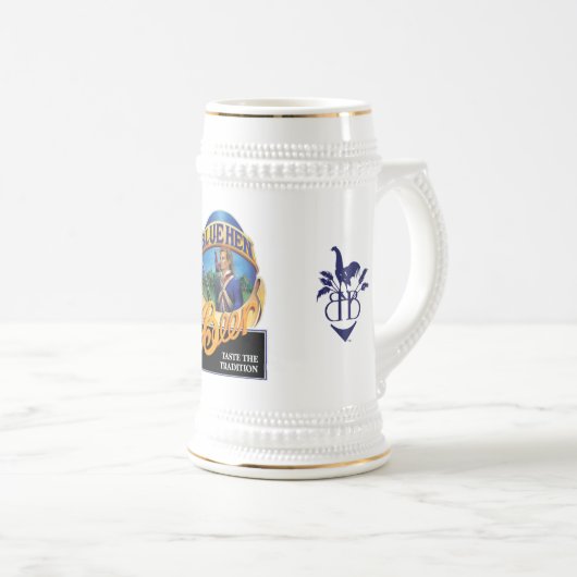 Blaues Henne-Bier 18oz Stein Bierglas (VorderseiteRechts)
