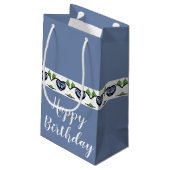 Blaues Herz akzentriert Kleine Geschenktüte (Rückseite Schrägansicht)