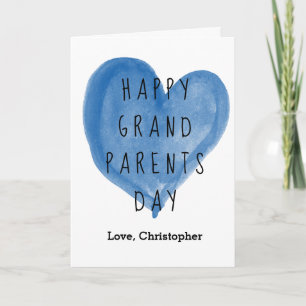 Blaues Herz Alles Gute zum Großelterntag vom Enkel Karte
