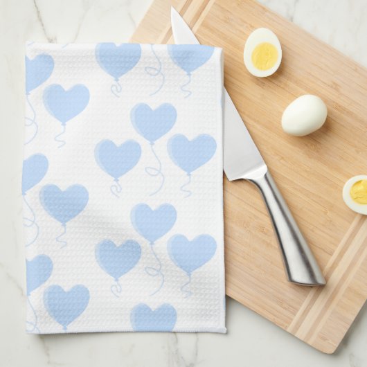 Blaues Herz-Ballon-Pastellmuster Geschirrtuch (Viertel Falte)