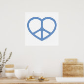 Blaues Herz der Liebe, Friedenszeichen Poster (Küche)