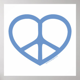 Blaues Herz der Liebe, Friedenszeichen Poster