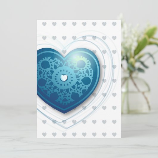 Blaues Herz, Einladung (Stehend Vorderseite)