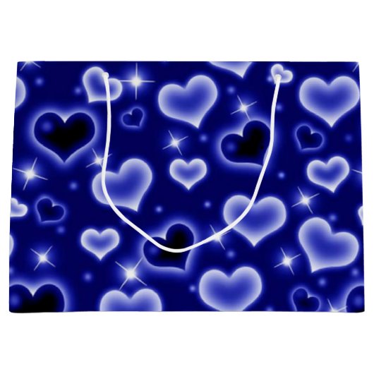 Blaues Herz geformt Große Geschenktüte (Vorderseite)