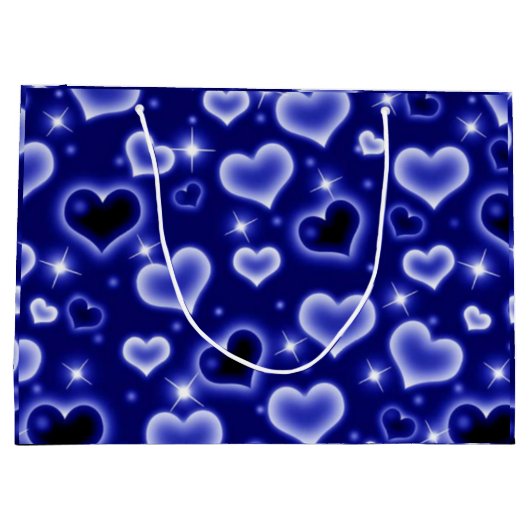 Blaues Herz geformt Große Geschenktüte (Rückseite)
