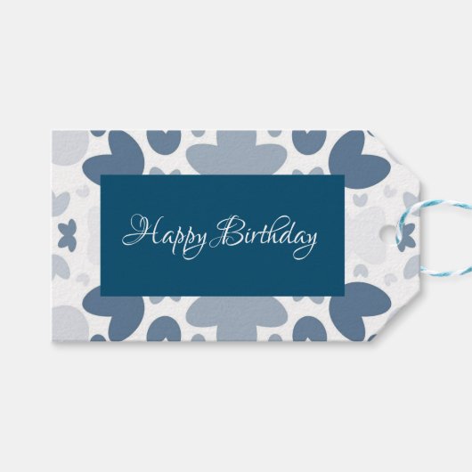 Blaues Herz Geschenkanhänger (Vorderseite (Horizontal))