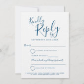 Blaues Herz Hochzeitsantwort UAWG Einladung (Rückseite)