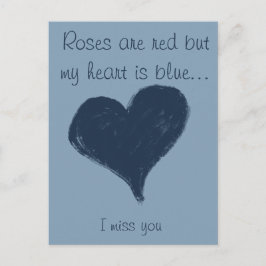Blaues Herz - ich vermisse dich Postkarte