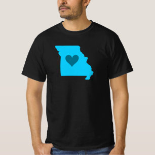 Blaues Herz im Staat der Kontur von Missouri T-Shirt