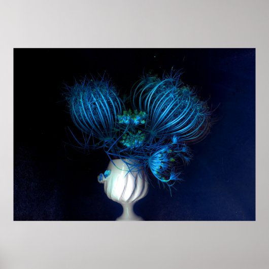 Blaues Herz in schwarz Poster (Vorne)