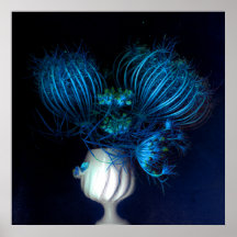 Blaues Herz in schwarz