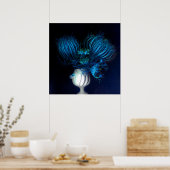 Blaues Herz in schwarz Poster (Küche)