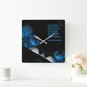 "Blaues Herz in Schwarz von der Venus" & Indiffere Quadratische Wanduhr
