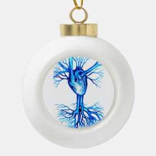 Blaues Herz Keramik Kugel-Ornament