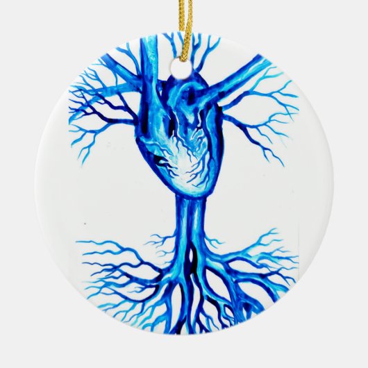 Blaues Herz Keramik Ornament (Vorne)