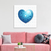 Blaues Herz, Leinwand (Insitu (Wohnzimmer))