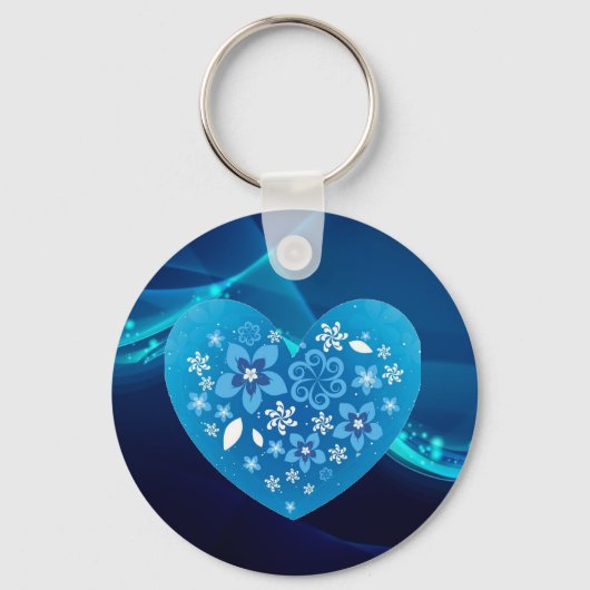 Blaues Herz Liebe Schlüsselanhänger (Vorderseite)