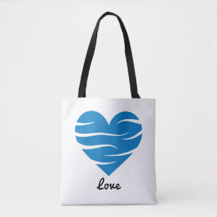 Blaues Herz mit abstrakten Wellen Liebe- und Pfleg Tasche