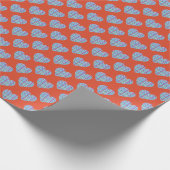 Blaues Herz-Muster auf Rot Geschenkpapier (Ecke)