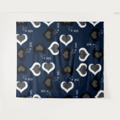 Blaues Herz Muster Design Wandteppich (Vorderseite (Horizontal))