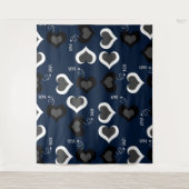 Blaues Herz Muster Design Wandteppich (Vorderseite)