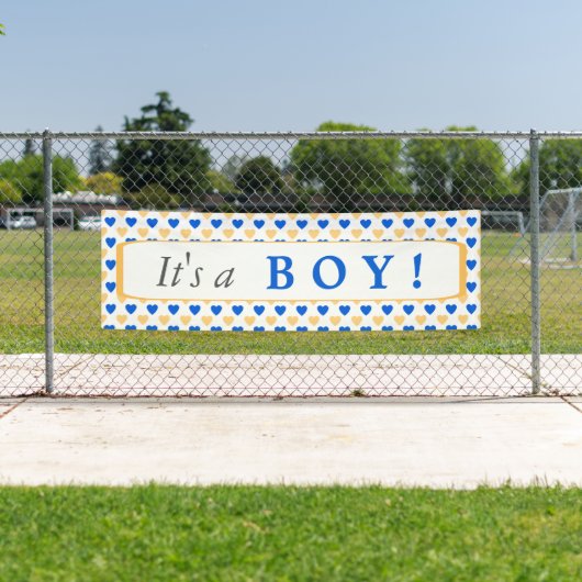 Blaues Herz Muster Es ist ein Junge Banner (Insitu)