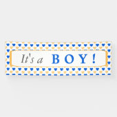 Blaues Herz Muster Es ist ein Junge Banner (Horizontal)