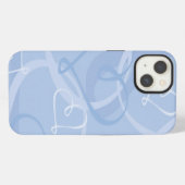 Blaues Herz Muster iPhone Hülle (Rückseite (Horizontal))