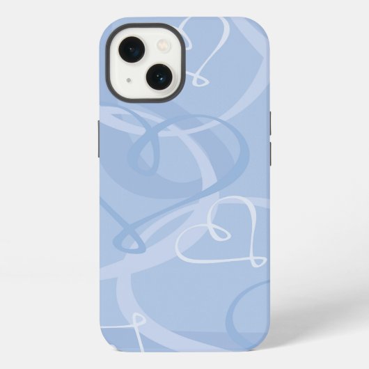 Blaues Herz Muster iPhone Hülle (Rückseite)