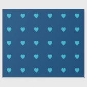 Blaues Herz-Packpapier Geschenkpapier (Flach)