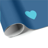 Blaues Herz-Packpapier Geschenkpapier (Rolleneckpunkt)