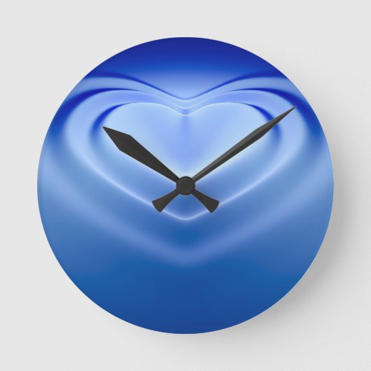 Blaues Herz Runde Wanduhr (Vorderseite)