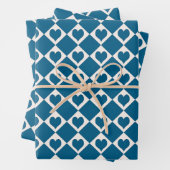 Blaues Herz-Schachbrett-Muster Geschenkpapier Set (Beispiel)