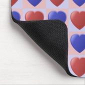 Blaues Herz-Schachbrett-Muster Valentine Mousepad (Ecke)