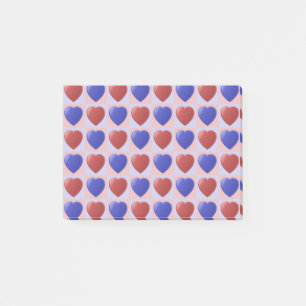 Blaues Herz-Schachbrett-Muster Valentine Post-it Klebezettel