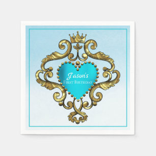 Blaues Herz und goldener Schmuck Serviette