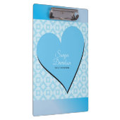 Blaues Herz und schwarzer Schatten Klemmbrett (Rechts)