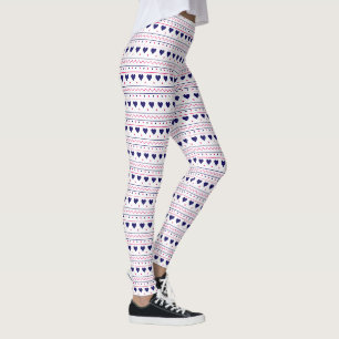 Blaues Herz Valentinstag Liebe Muster weißer Hinte Leggings