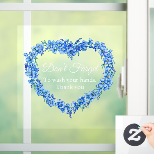 Blaues Herz vergiss, dass ich nicht die Hände wasc Fensteraufkleber (Zuhause)