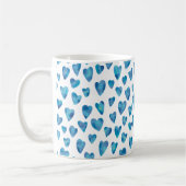 Blaues Herz-Wasserfarbmuster Kaffeetasse (Links)