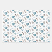 Blaues Herz-Wrapping Papier Flachblatt Set 3 (Vorderseite 2)