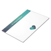 Blaues Herzdesign - individuelle Namensnotizen Notizblock (angewinkelt)