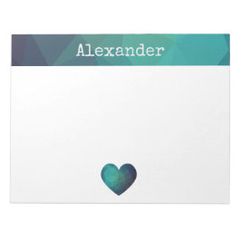 Blaues Herzdesign - individuelle Namensnotizen Notizblock