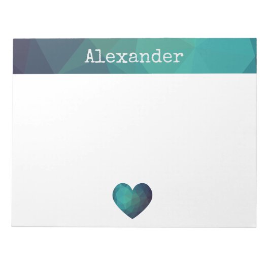 Blaues Herzdesign - individuelle Namensnotizen Notizblock (Vorderseite)