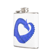 Blaues Herzdrachen in Weiß Flachmann (Links)