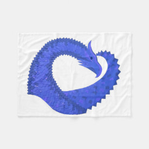Blaues Herzdrachen in Weiß Fleecedecke