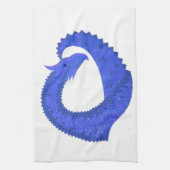 Blaues Herzdrachen in Weiß Geschirrtuch (Vertikal)