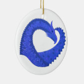 Blaues Herzdrachen in Weiß Keramikornament (Rechts)