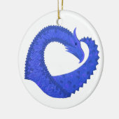 Blaues Herzdrachen in Weiß Keramikornament (Links)